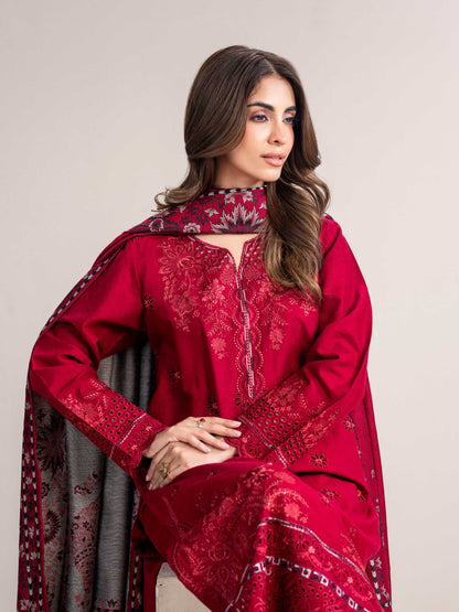 3 Piece Khaddar Suit- Embroidered (Pret)