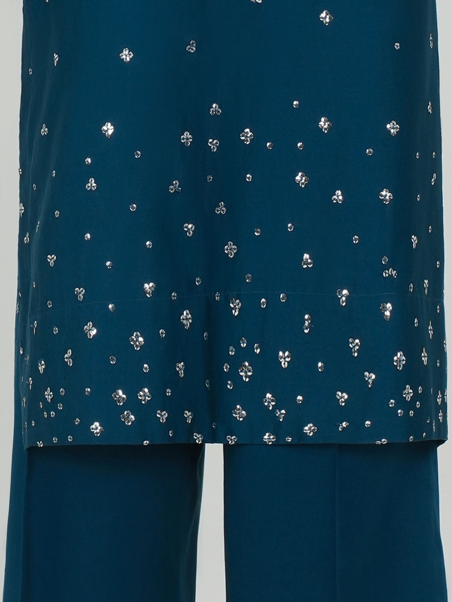 2 Piece Satin Suit- Embroirdered (Pret)