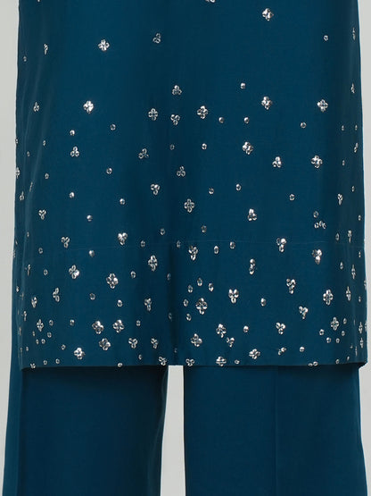 2 Piece Satin Suit- Embroirdered (Pret)