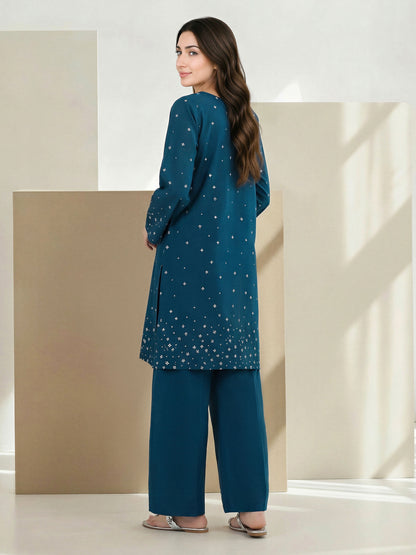 2 Piece Satin Suit- Embroirdered (Pret)