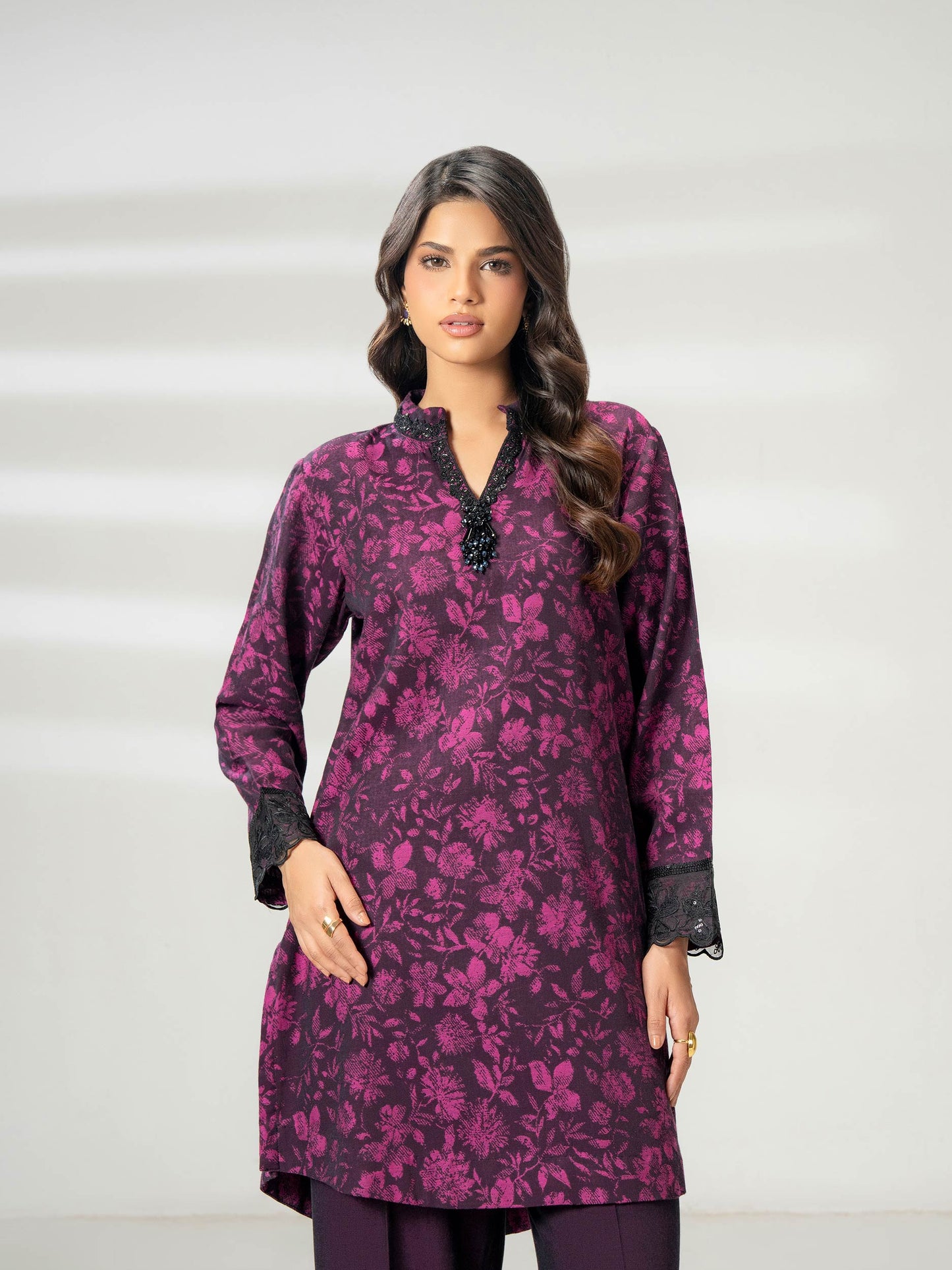 2 Piece Jacquard Suit-Embroidered (Pret)