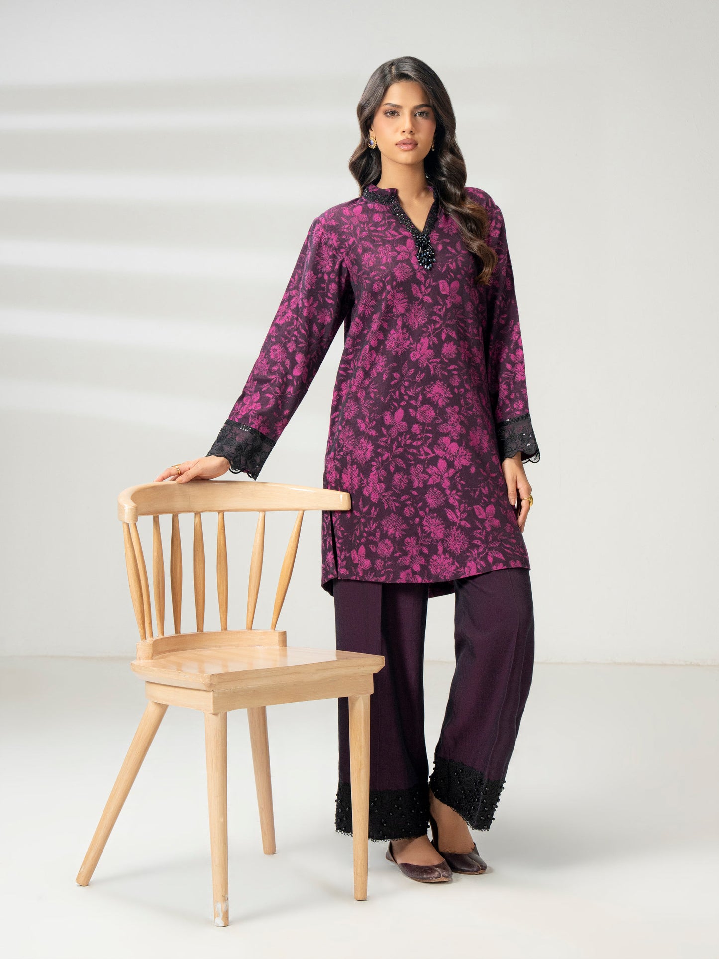 2 Piece Jacquard Suit-Embroidered (Pret)
