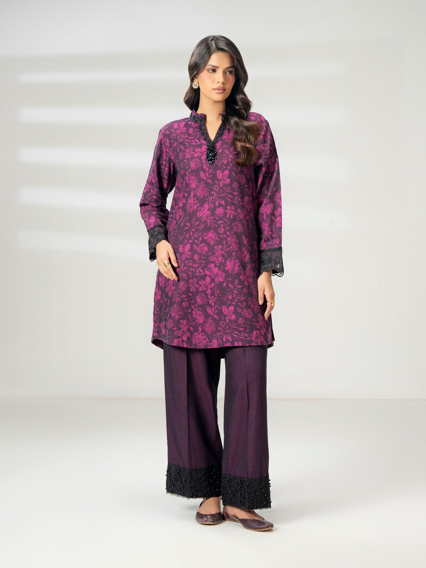 2 Piece Jacquard Suit-Embroidered (Pret)