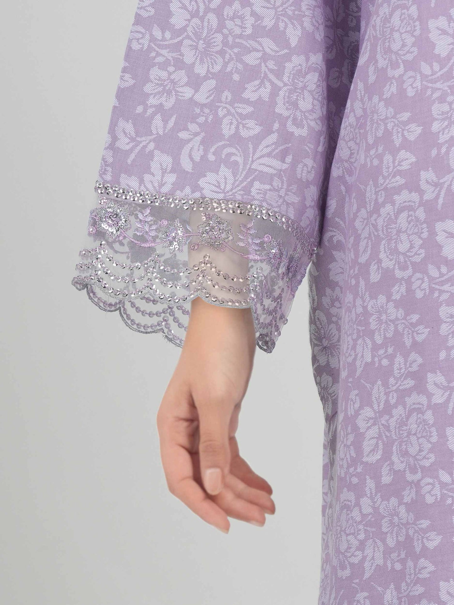 2 Piece Self Jacquard Suit- Embroidered (Pret)
