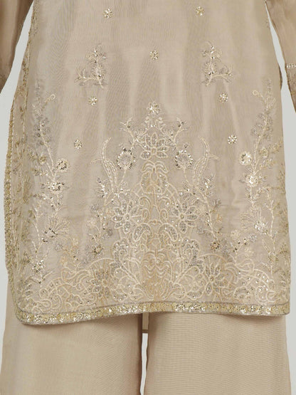 3 Piece Oak Silk Suit- Embroidered (Pret)