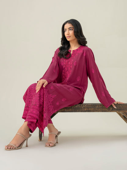 2 Piece Linen Suit-Embroidered (Pret)
