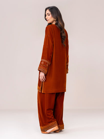 2-Piece Velvet Suit- Embroidered (Pret)