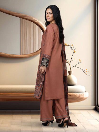 3 Piece Crepe Suit- Embroidered (Pret)