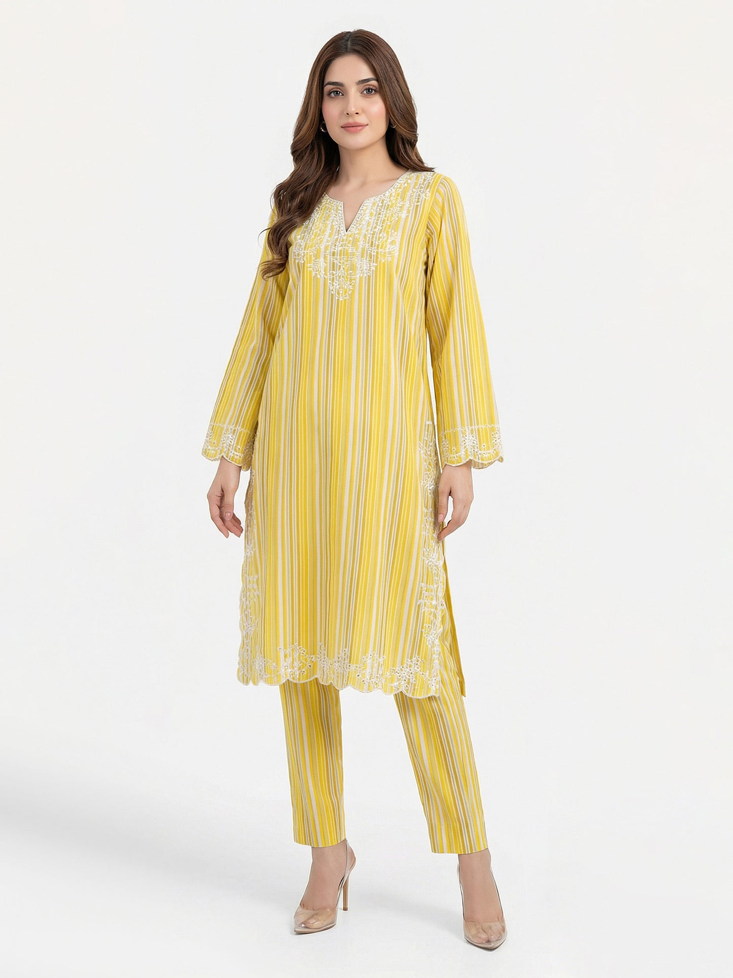 2 Piece Cambric Suit- Embroidered (Pret)