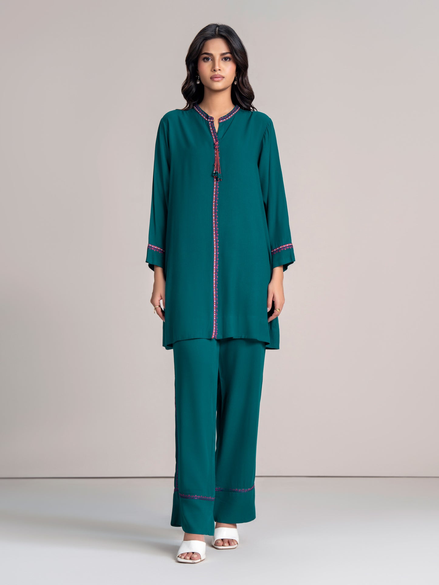 Stone Co-ord Set- Embroidered