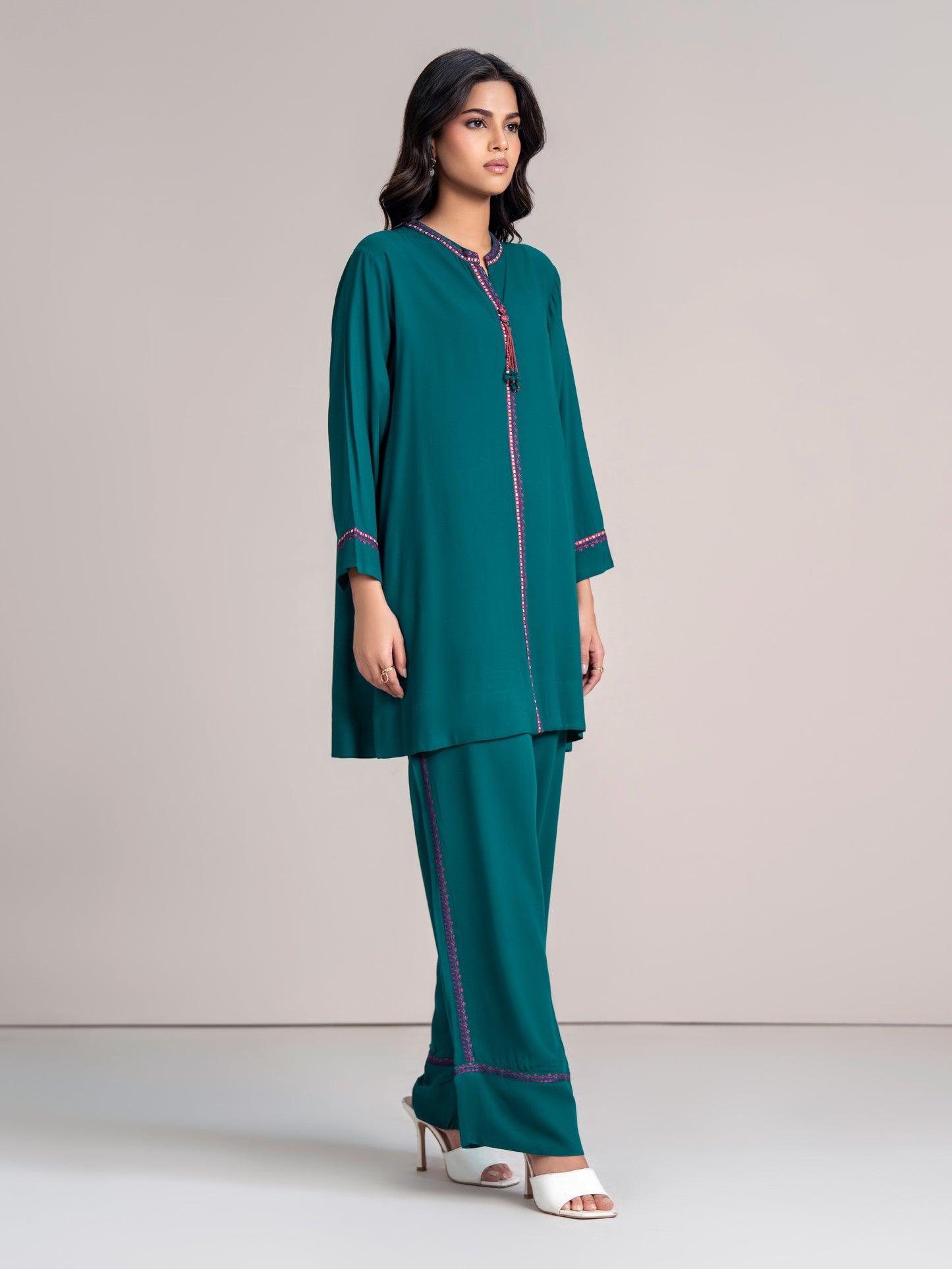 Stone Co-ord Set- Embroidered