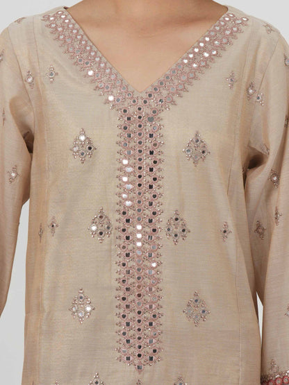 3 Piece Lawn Zari Suit- Embroidered (Pret)