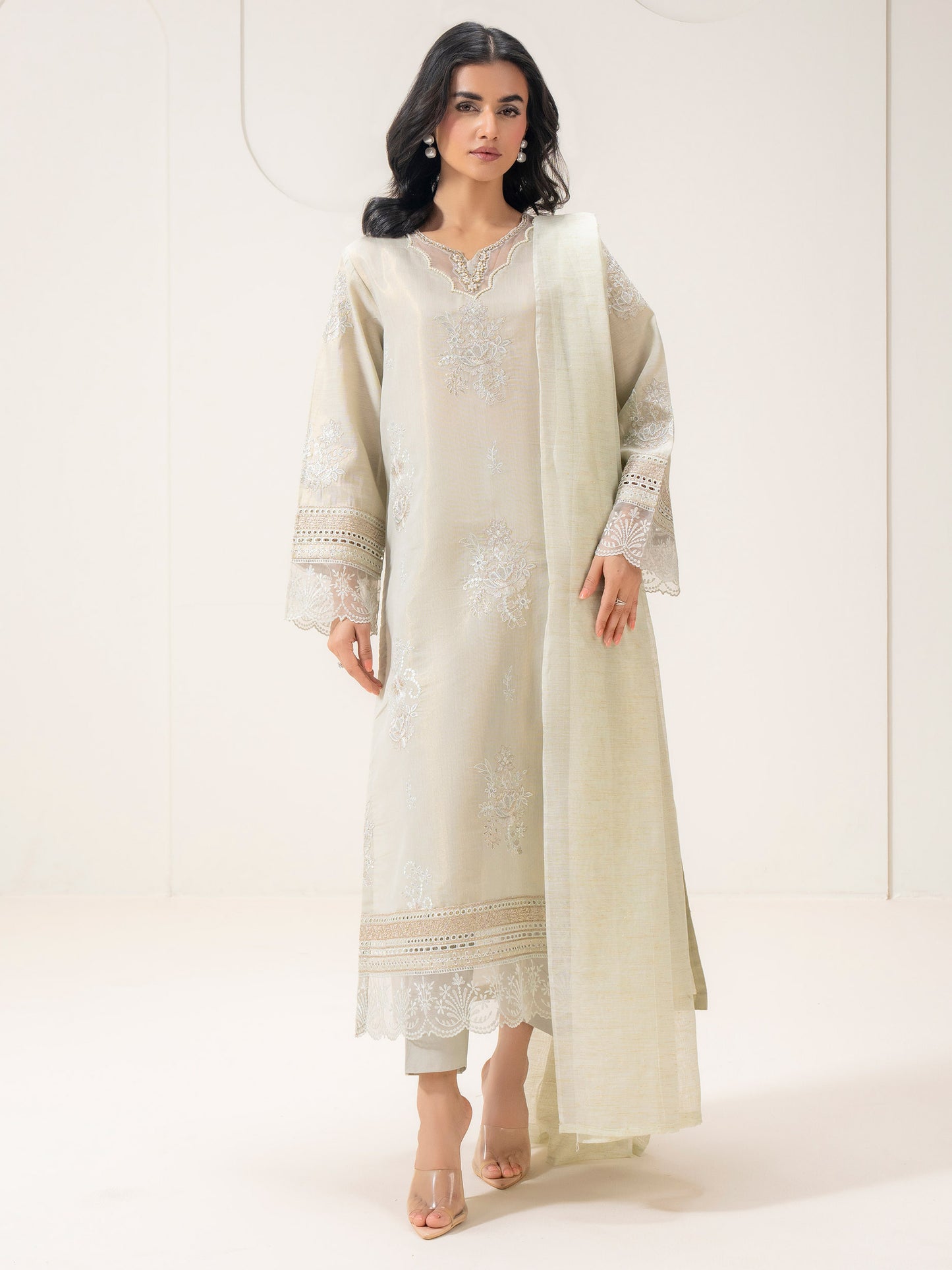 3 Piece Zari Suit-Embroidered (Pret)