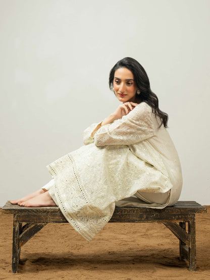 2 Piece Net Suit-Embroidered (Pret)