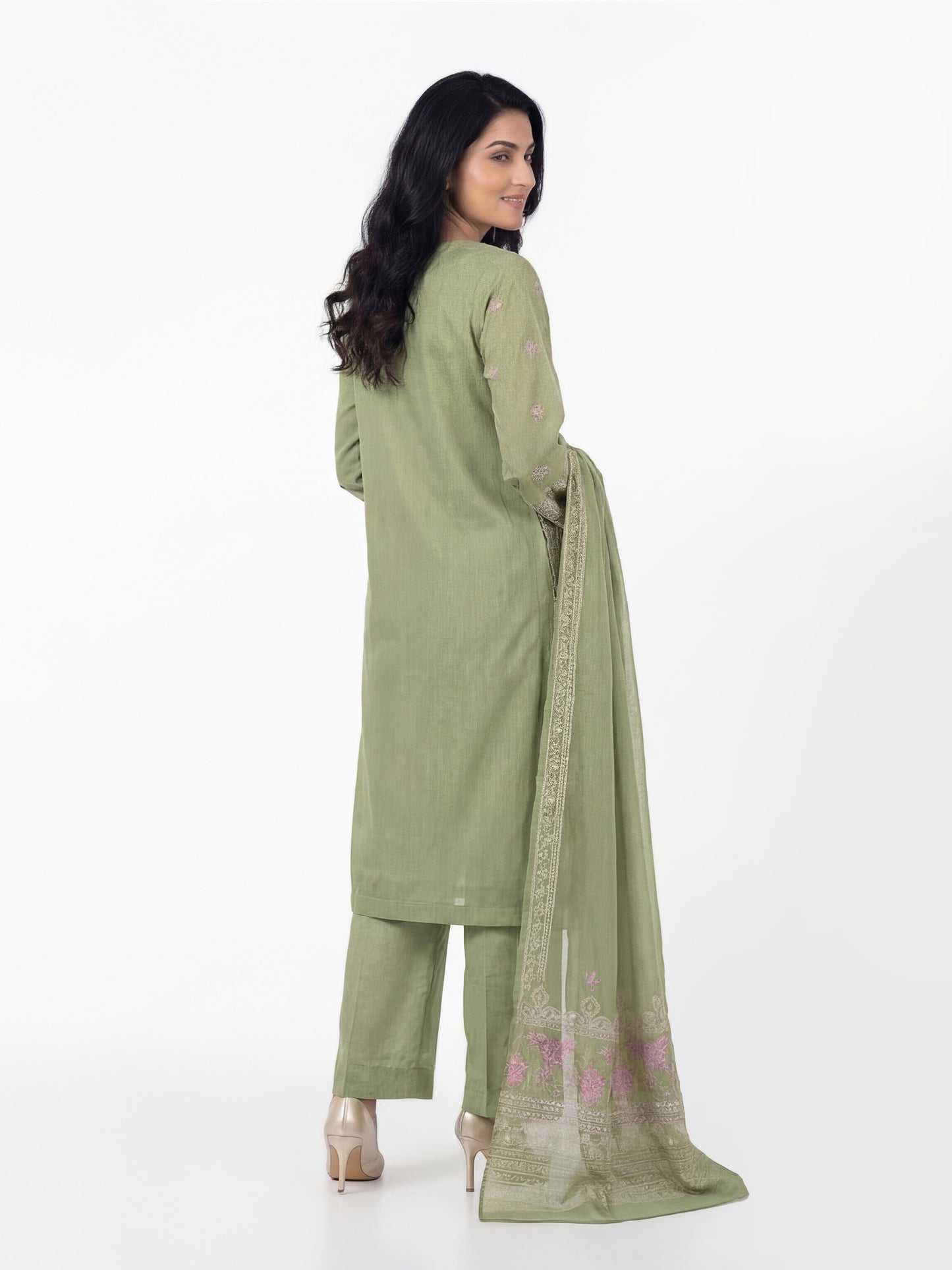 3 Piece Jacquard Yarn Dyed Suit- Embroidered (Pret)