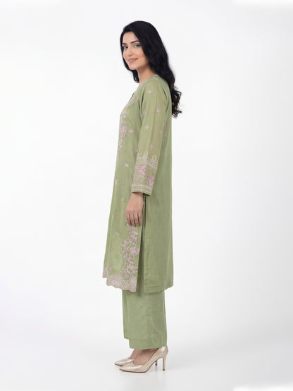 3 Piece Jacquard Yarn Dyed Suit- Embroidered (Pret)