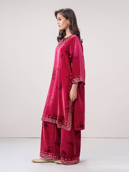2-Piece Velvet Suit- Embroidered (Pret)