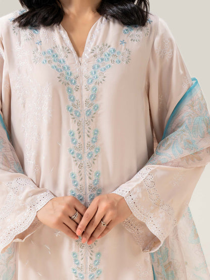 3 Piece Silk Suit-Embroidered (Pret)