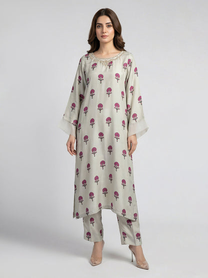 2 Piece Silk Suit-Embroidered (Pret)