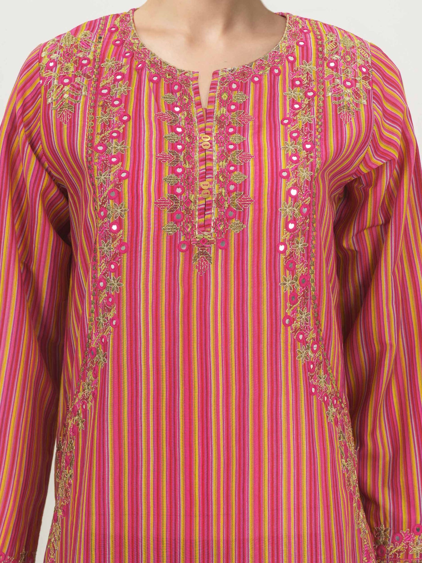 2 Piece Cambric Suit- Embroidered (Pret)