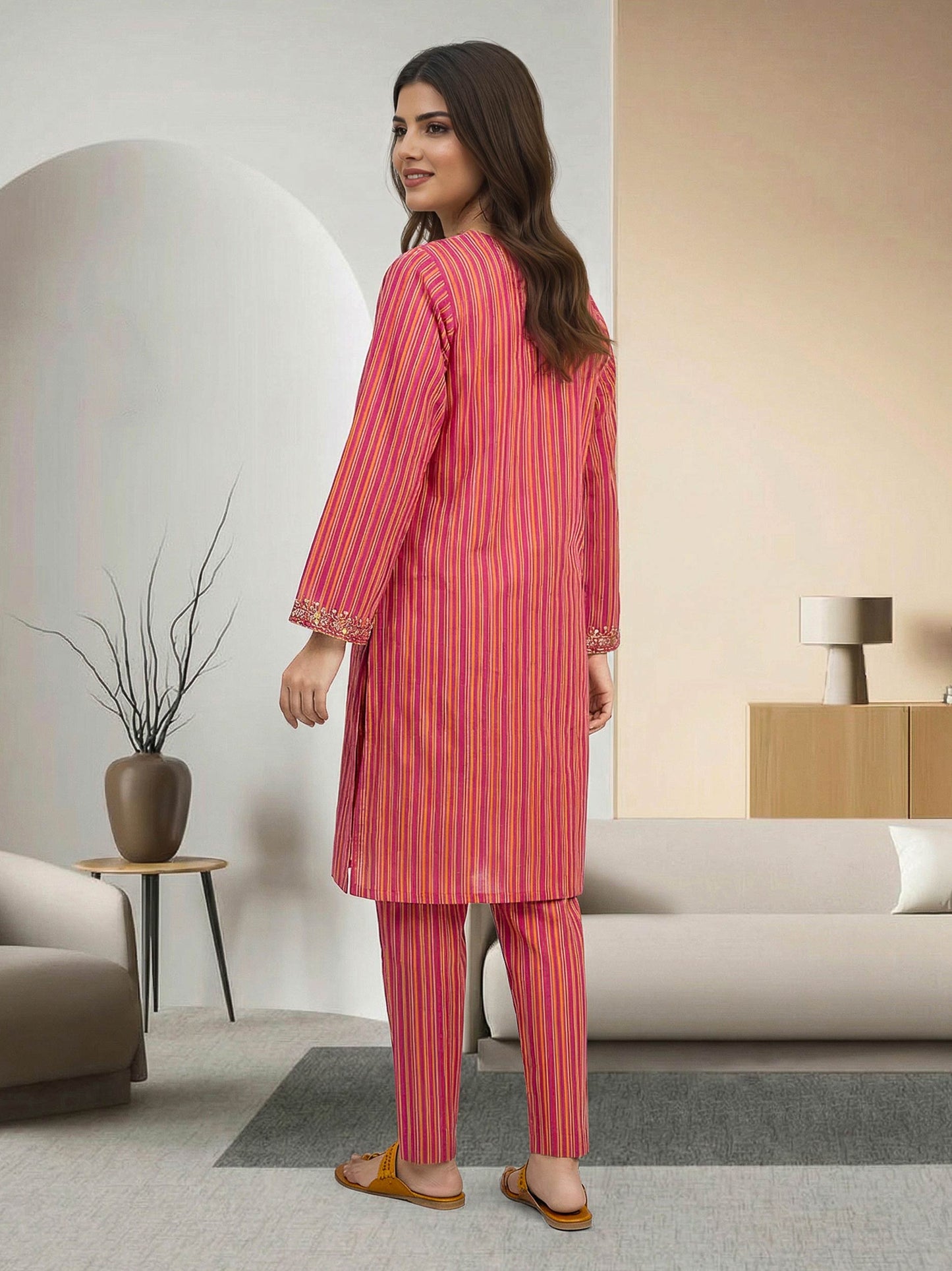 2 Piece Cambric Suit- Embroidered (Pret)