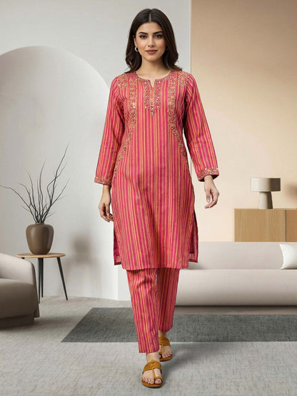 2 Piece Cambric Suit- Embroidered (Pret)