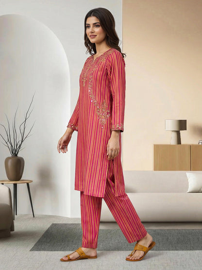 2 Piece Cambric Suit- Embroidered (Pret)