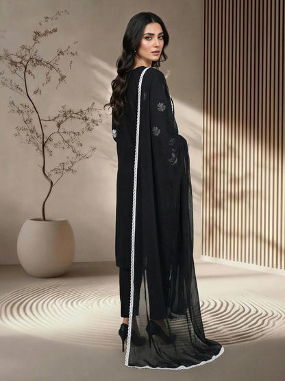 3 Piece Lawn Slub Suit- Embroidered (Pret)