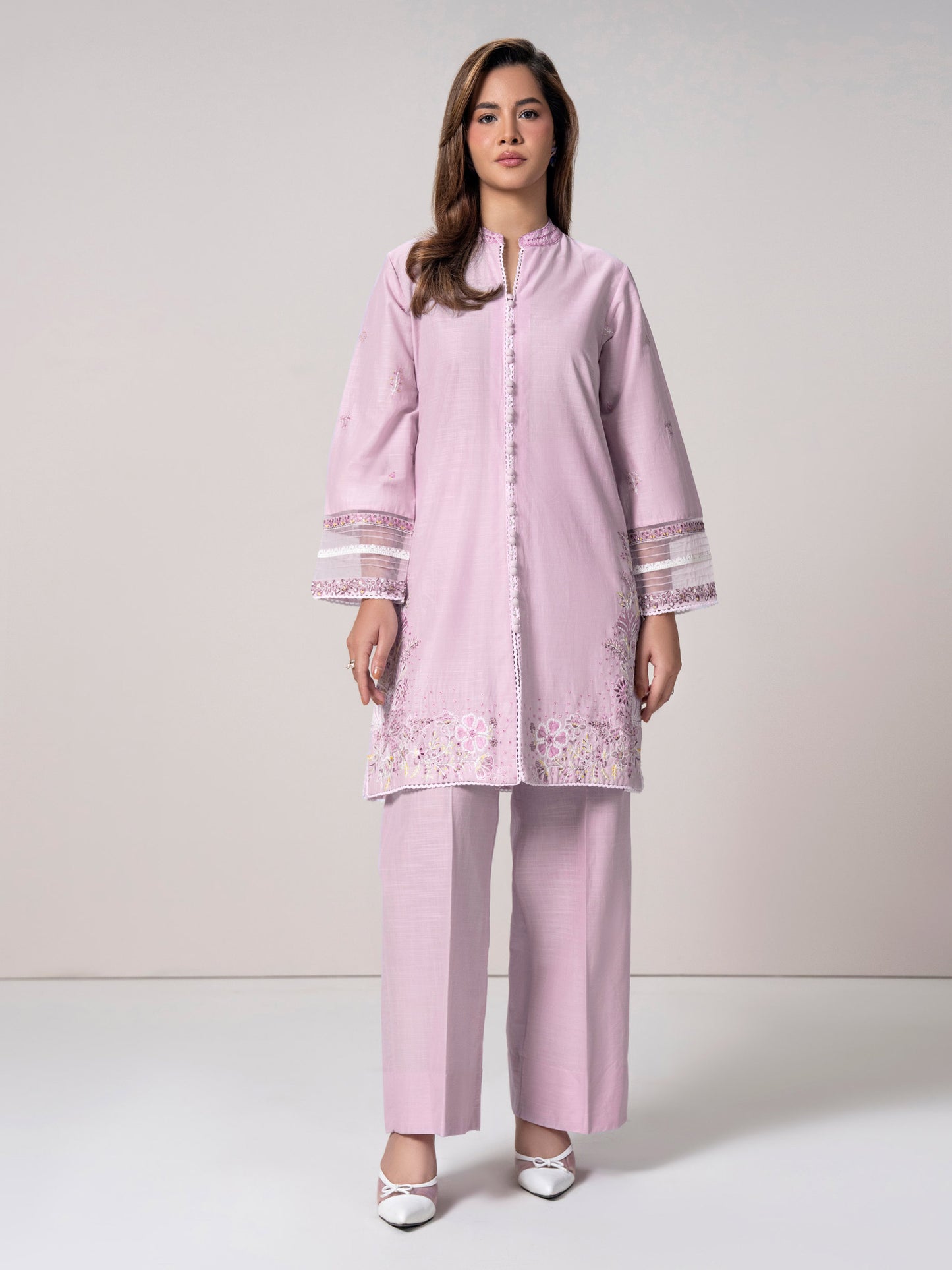 2 Piece Cambric Suit- Embroidered (Pret)