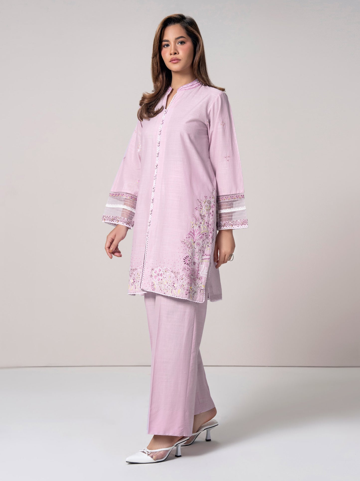 2 Piece Cambric Suit- Embroidered (Pret)