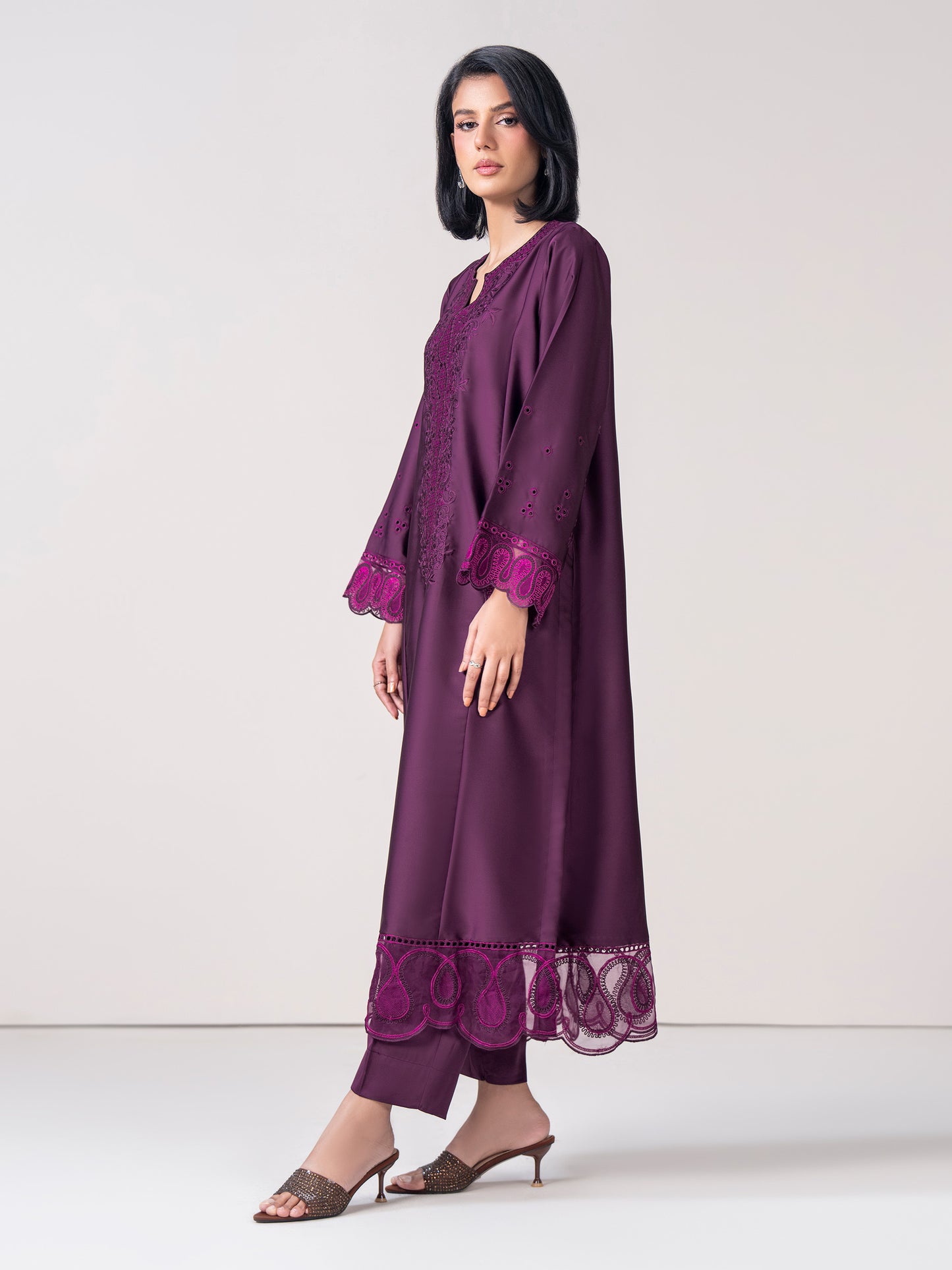 2 Piece Silk Suit- Embroidered (Pret)
