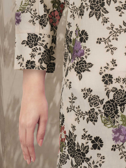 2 Piece Cambric Suit- Embroidered (Pret)