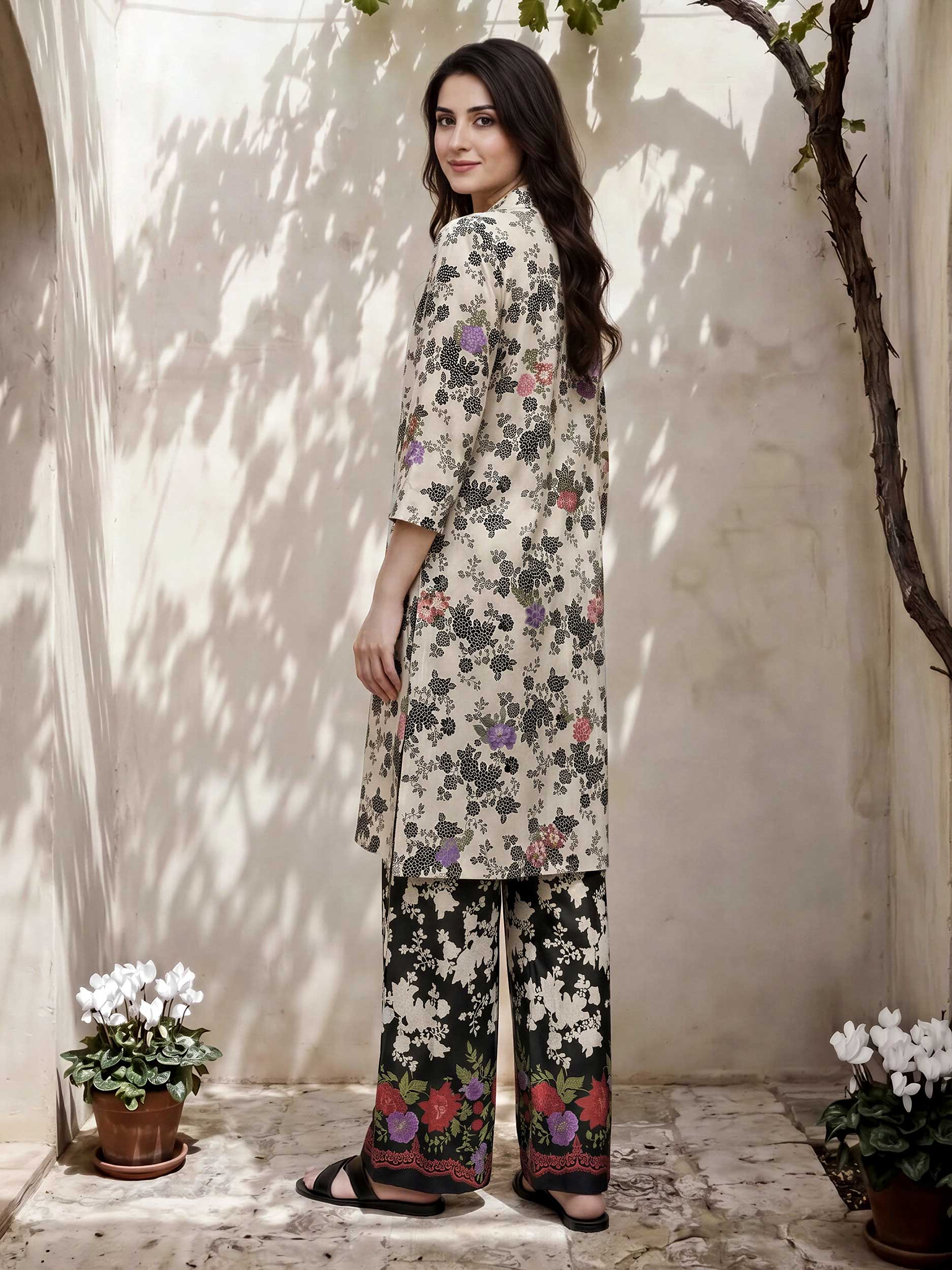 2 Piece Cambric Suit- Embroidered (Pret)