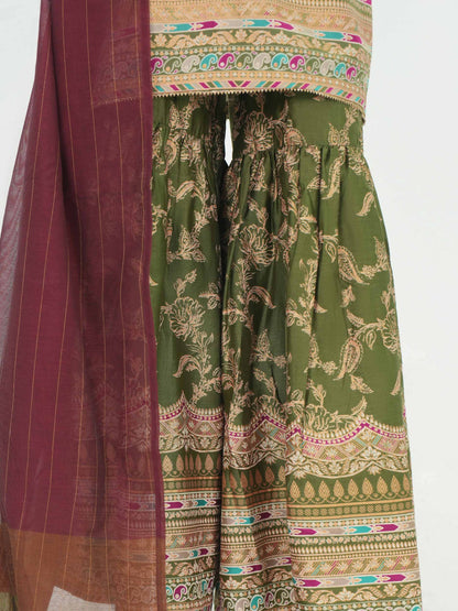 3 Piece Satin Suit- Embroidered (Pret)