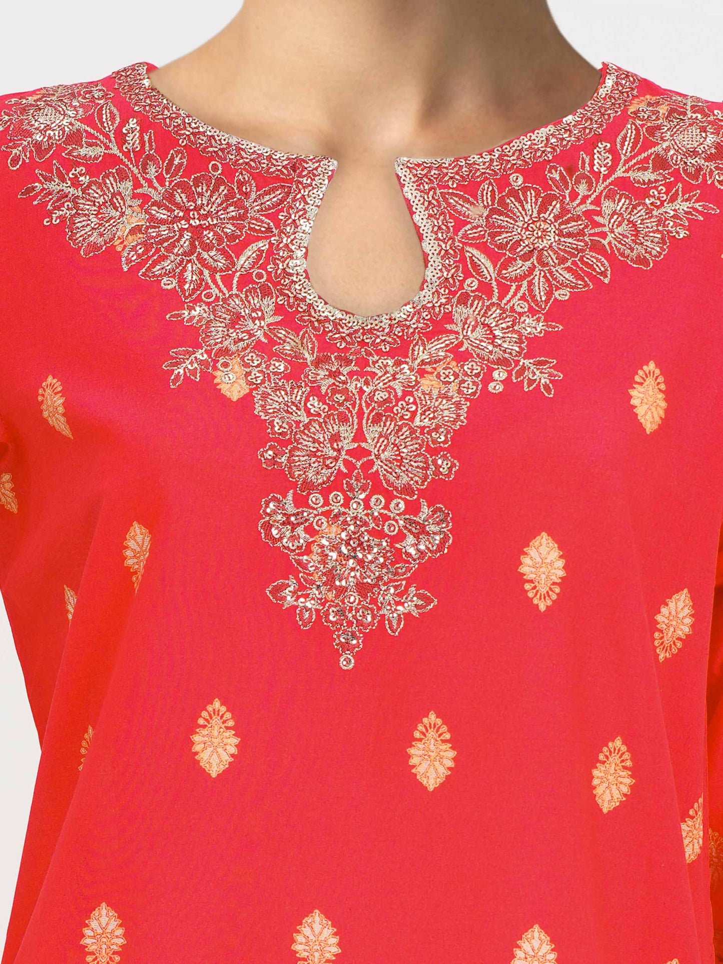 3 Piece Cambric Suit- Embroidered (Pret)