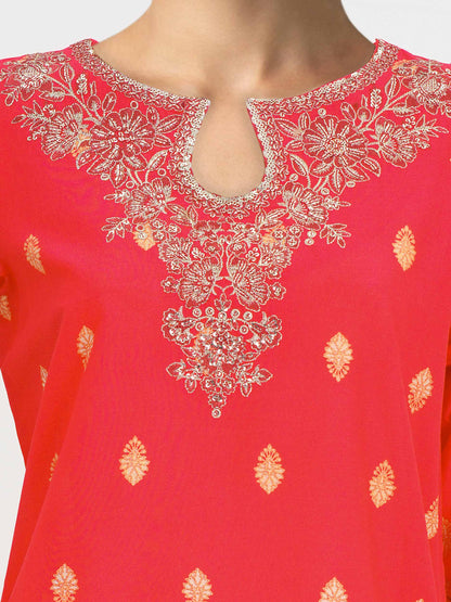 3 Piece Cambric Suit- Embroidered (Pret)