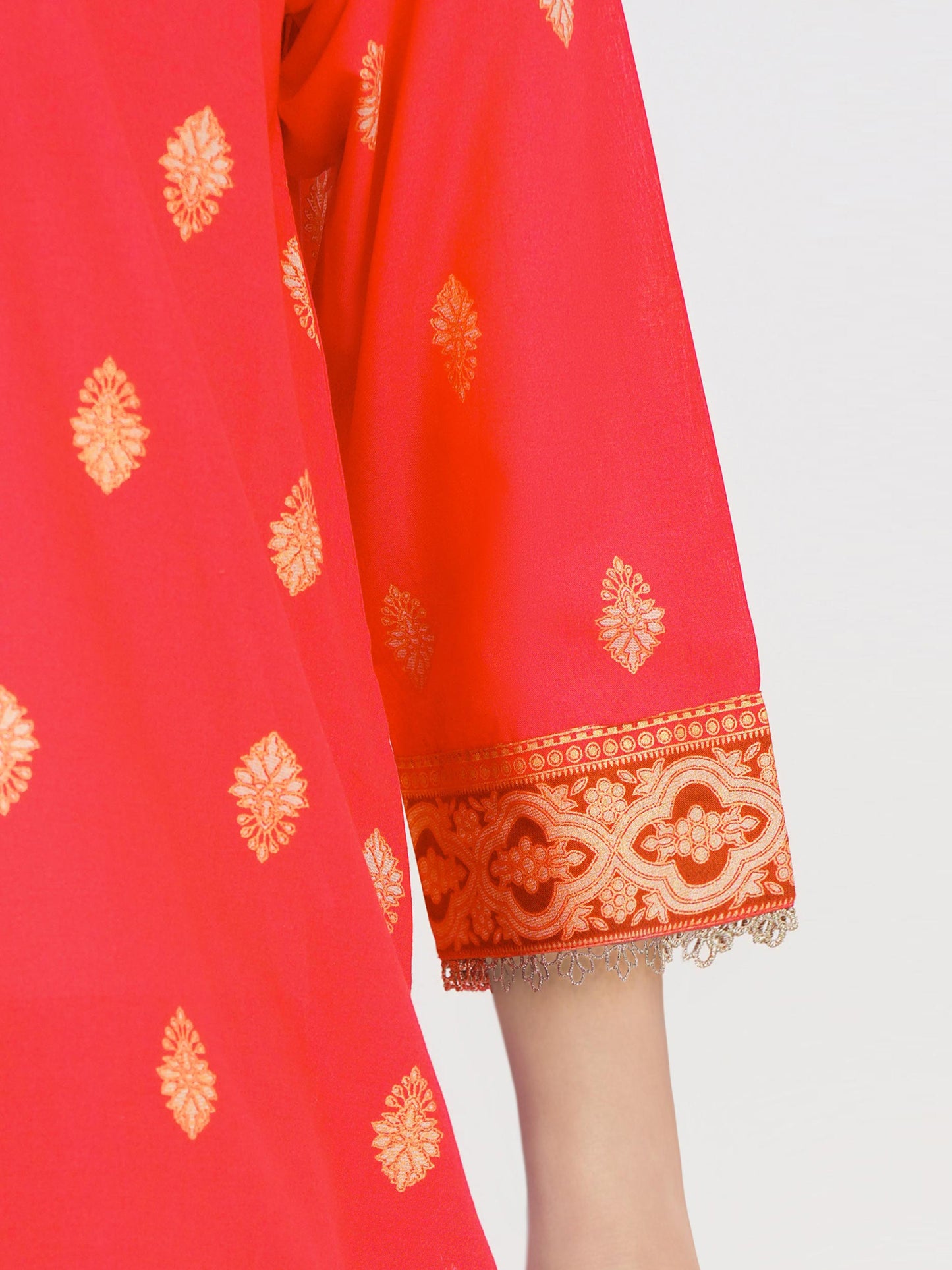 3 Piece Cambric Suit- Embroidered (Pret)