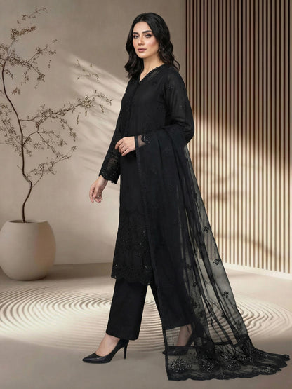 3 Piece Raw Silk Suit- Embroidered (Pret)