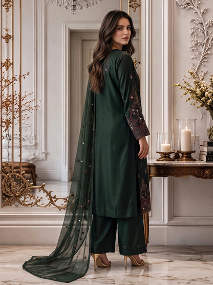 3 Piece Velvet Suit- Embroidered (Pret)