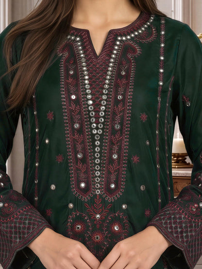 3 Piece Velvet Suit- Embroidered (Pret)