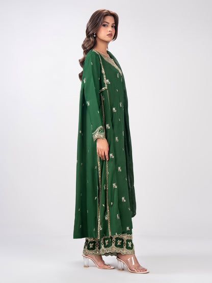 3 Piece Raw Silk Suit- Embroidered (Pret)