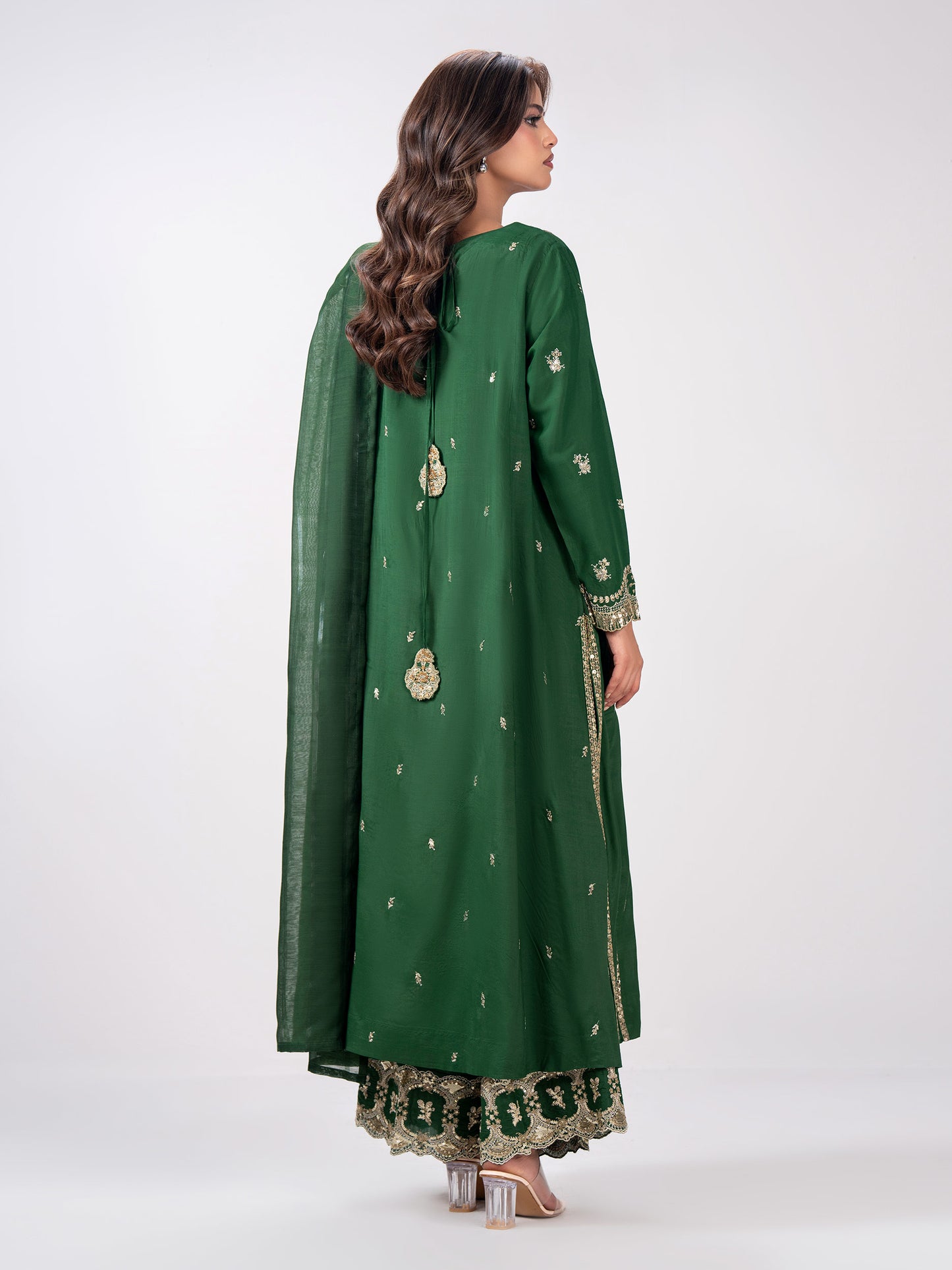 3 Piece Raw Silk Suit- Embroidered (Pret)
