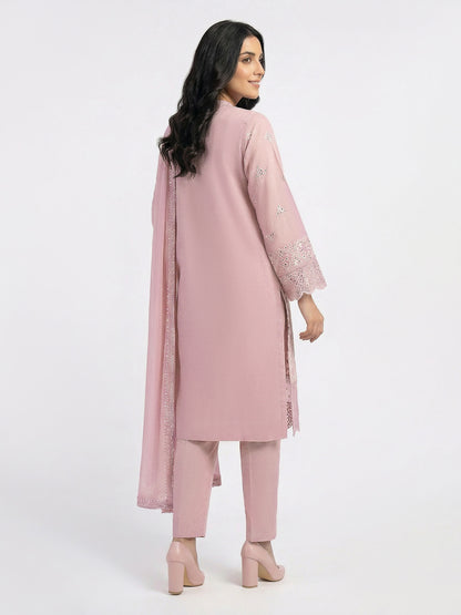 3 Piece Raw Silk Suit- Embroidered (Pret)