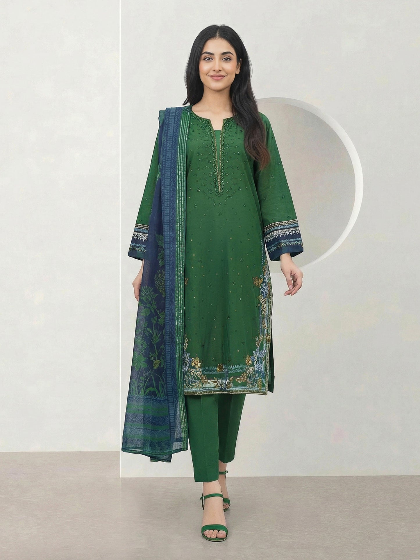 3 Piece Lawn Suit- Embroidered (Pret)