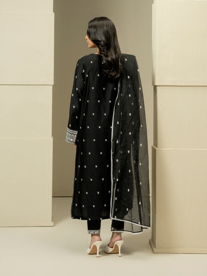 3 Piece Satin Suit-Embroidered (Pret)