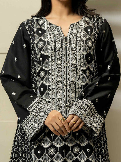 3 Piece Satin Suit-Embroidered (Pret)