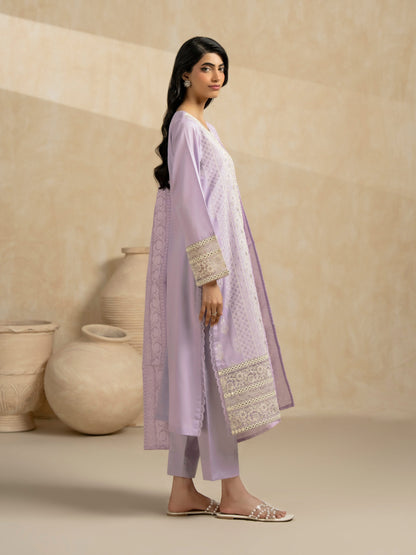 3 Piece Satin Suit-Embroidered (Pret)