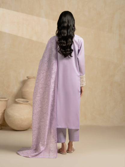 3 Piece Satin Suit-Embroidered (Pret)