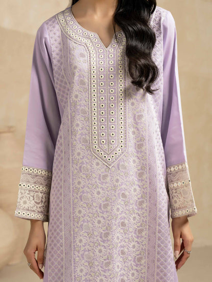 3 Piece Satin Suit-Embroidered (Pret)