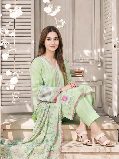 3 Piece Lawn Suit- Embroidered (Pret)